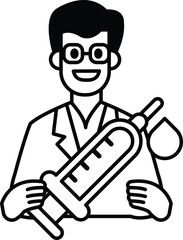 A man in a lab coat holding a syringe