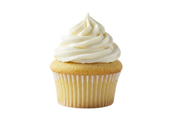 Isolated Cupcake with Vanilla Frosting