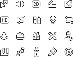 Versatile Line Icons  HD, 2D, Audio, Tools, Construction, Science, and More – Vector Illustrations