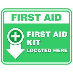 First Aid Kit, locate here sign vector