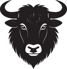 Yak Head in Silhouette Vector | Strong Black Vector Art for Rustic Animal Illustration