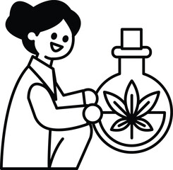 A woman is holding a glass bottle with a plant inside