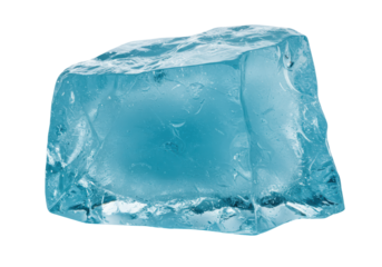 Isolated Transparent Blue Ice Block Cool and Refreshing