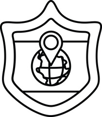 A shield with a globe and a map of the world