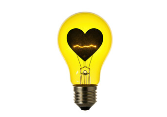 Isolated Heart Shaped Filament in Lit Light Bulb