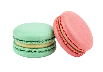 Isolated Pink and Green Macarons Stacked Dessert Treats