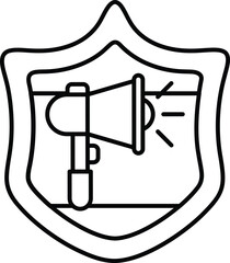 A shield with a megaphone on it