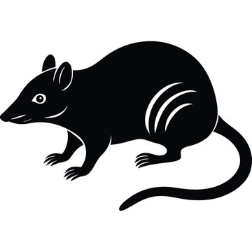 black rat silhouette on white background clip art preview