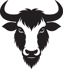 Yak Head in Silhouette Vector | Strong Black Vector Art for Rustic Animal Illustration