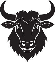 Yak Head in Silhouette Vector | Strong Black Vector Art for Rustic Animal Illustration