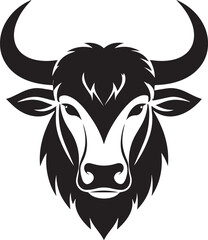 Yak Head in Silhouette Vector | Strong Black Vector Art for Rustic Animal Illustration
