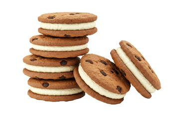 Isolated Stack of Chocolate Chip Cookie Ice Cream Sandwiches