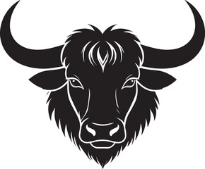 Yak Head in Silhouette Vector | Strong Black Vector Art for Rustic Animal Illustration