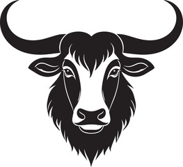 Yak Head in Silhouette Vector | Strong Black Vector Art for Rustic Animal Illustration
