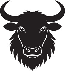 Yak Head in Silhouette Vector | Strong Black Vector Art for Rustic Animal Illustration