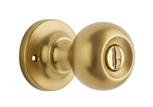 Isolated Brass Doorknob with Keyhole and Round Base - Powered by Adobe