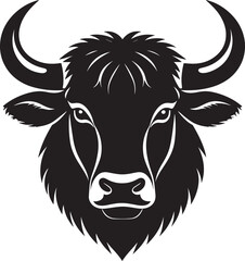 Yak Head in Silhouette Vector | Strong Black Vector Art for Rustic Animal Illustration