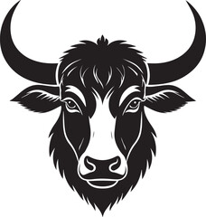 Yak Head in Silhouette Vector | Strong Black Vector Art for Rustic Animal Illustration