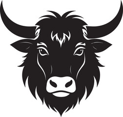 Yak Head in Silhouette Vector | Strong Black Vector Art for Rustic Animal Illustration
