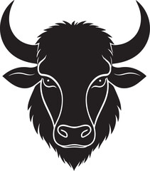 Yak Head in Silhouette Vector | Strong Black Vector Art for Rustic Animal Illustration