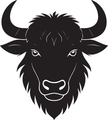 Yak Head in Silhouette Vector | Strong Black Vector Art for Rustic Animal Illustration