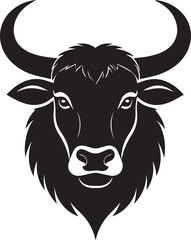 Yak Head in Silhouette Vector | Strong Black Vector Art for Rustic Animal Illustration
