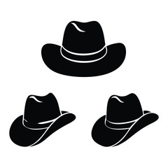 Hand drawn cowboy hat silhouette White Background