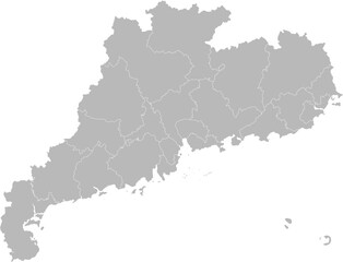 Obraz premium Guangdong, China – administrative vector map with city boundaries (Web Mercator projection, PPT-compatible & fully editable)