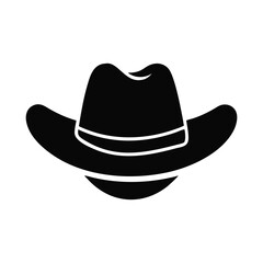 Hand drawn cowboy hat silhouette White Background
