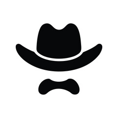Hand drawn cowboy hat silhouette White Background