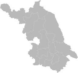 Jiangsu, China – administrative vector map with city boundaries (Web Mercator projection, PPT-compatible & fully editable)