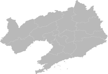 Obraz premium Liaoning, China – administrative vector map with city boundaries (Web Mercator projection, PPT-compatible & fully editable)