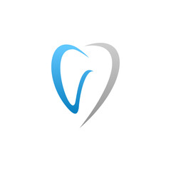 Abstract Dental Logo Design: Blue and Grey Heart-Shaped Tooth Icon