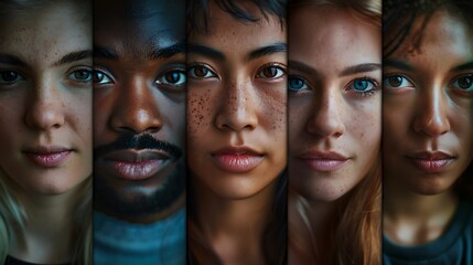 Diverse Group of Young Adults Portraits Showing Different Ethnicities and Skin Tones
