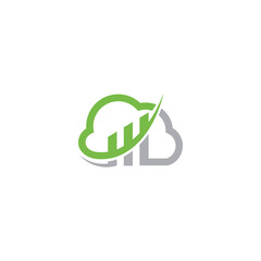Cloud-Shaped Logo with Green Bar Chart and Rising Curve Symbolizing Growth