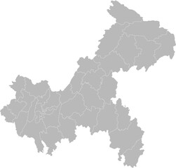 Chongqing, China – administrative vector map with district and county boundaries (Web Mercator projection, PPT-compatible & fully editable)