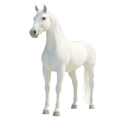 Obraz premium Majestic white horse standing proudly in a sunny pasture during the afternoon