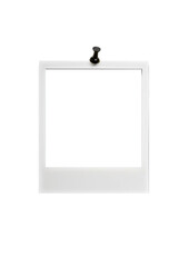 Pushpin holding polaroid blank frame, scrapbook design element