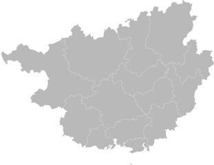 Fototapeta premium Guangxi, China – administrative vector map with city boundaries (Web Mercator projection, PPT-compatible & fully editable)