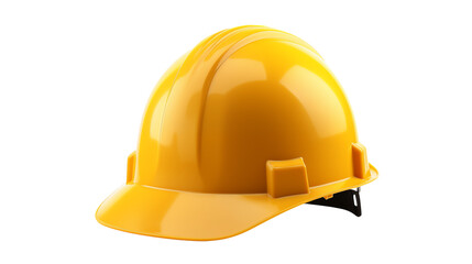 A single yellow hard hat isolated against a transparent background