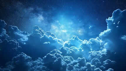 Fototapeta premium Cosmic cloud background with deep blues and starscape detail - .