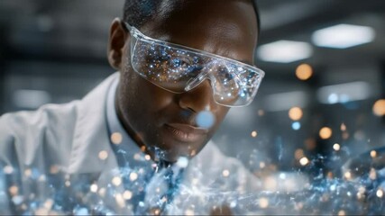 African American Scientist Working on Futuristic AI Technology in a Modern Laboratory