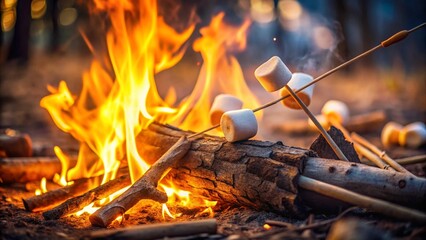 Crackling fire in the fireplace and a vibrant bonfire in the garden, casting warm, red, and orange flames into the night