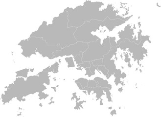 Hongkong, China – administrative vector map with level 2 region boundaries (Web Mercator projection, PPT-compatible & fully editable)