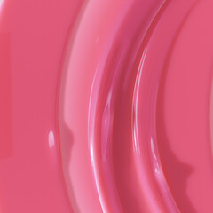 Glossy pink lip gloss or nail polish texture. 3d rendering cosmetic creamy product abstract minimal background