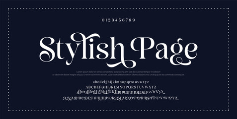 elegant font alphabet uppercase lowercase and number. Classic lettering minimal fashion designs. Typography modern serif fonts regular decorative vintage concept. Vector illustration
