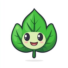 Obraz premium Cute cartoon leaf character with happy expression