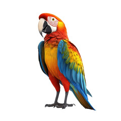 Fototapeta premium Colorful macaw perched gracefully in a tropical environment during daylight hours showcasing vibrant plumage and lively demeanor