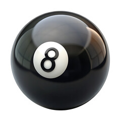 Black eight ball billiards sphere isolated on white background