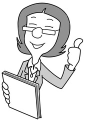 Silhouette of a woman in a suit and glasses